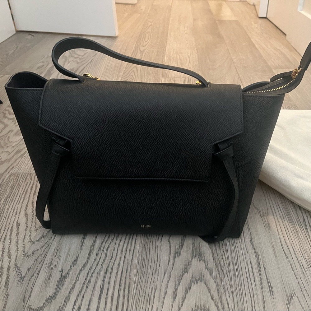 Celine Belt Bag Textured Leather Mini black